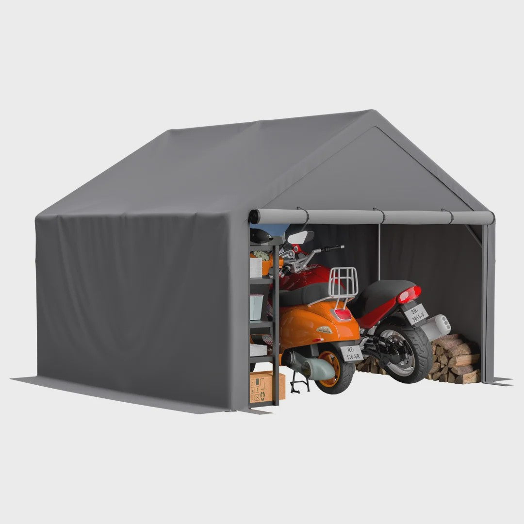 Donkergrijze Fietsenstalling Tent - 305x296x233cm - Outdoor Opslag voor Fietsen & Tuin Gereedschap