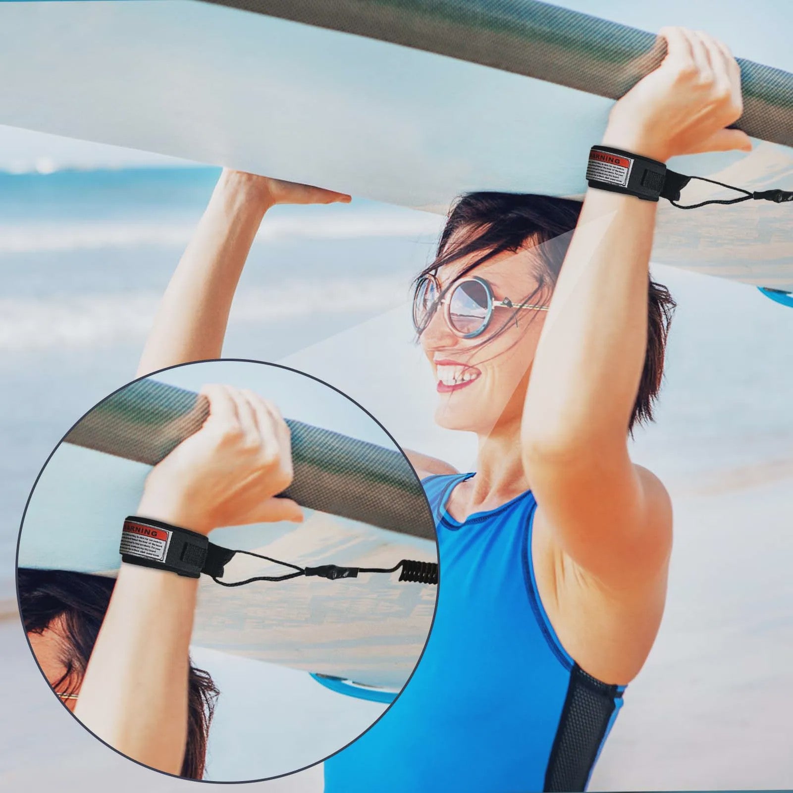 Veiligheid Surf Leash met Enkelband - Coiled Koord voor Bodyboard & Surfplank