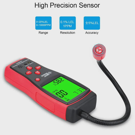 Draagbare Gaslekdetector met Geluid & Licht Alarm (0-10000 PPM)