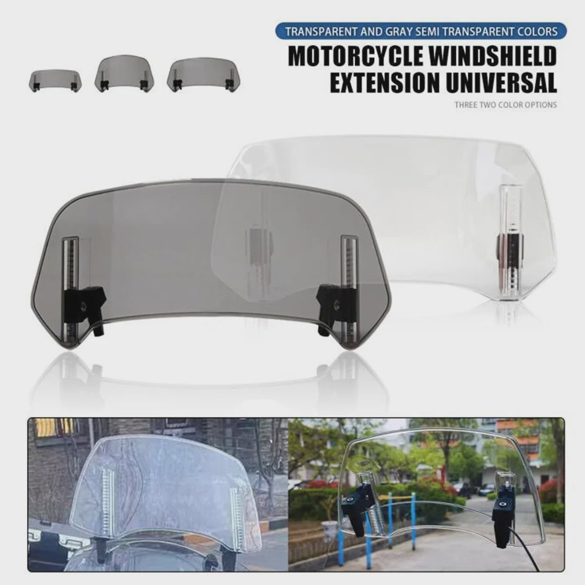 Universeel Verstelbaar Motorfiets Windscherm Verlengstuk - Clamp-On Spoiler Deflector