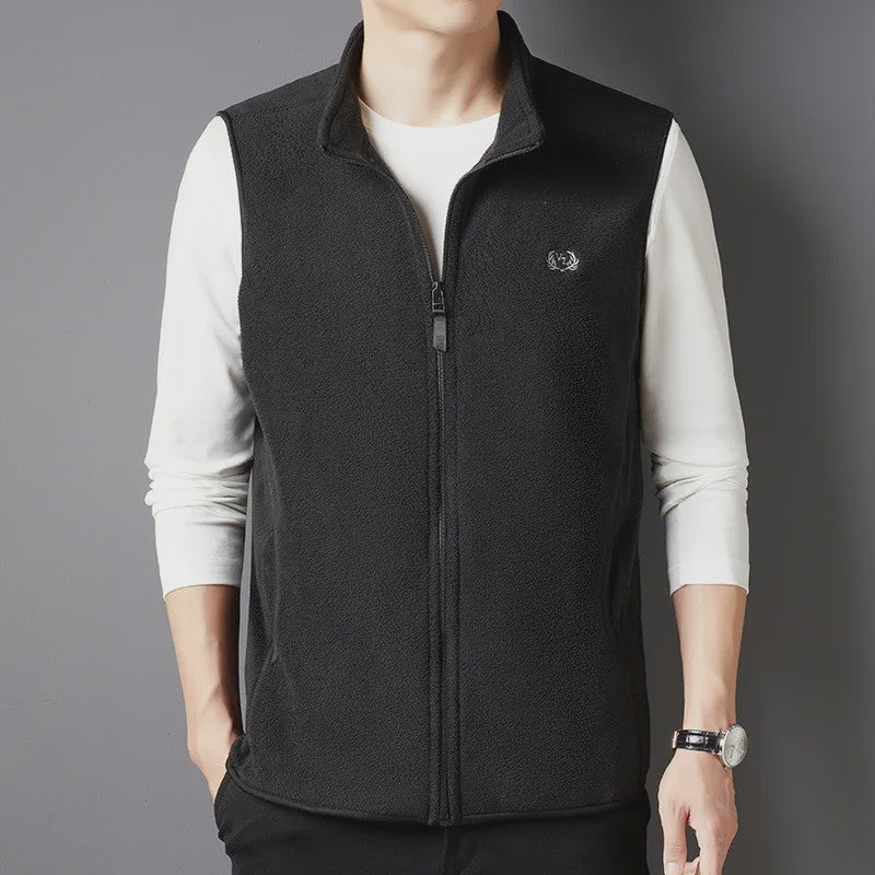 Herfst/Winter Fleece Vest Heren - Casual & Modieus met Geborduurd Detail