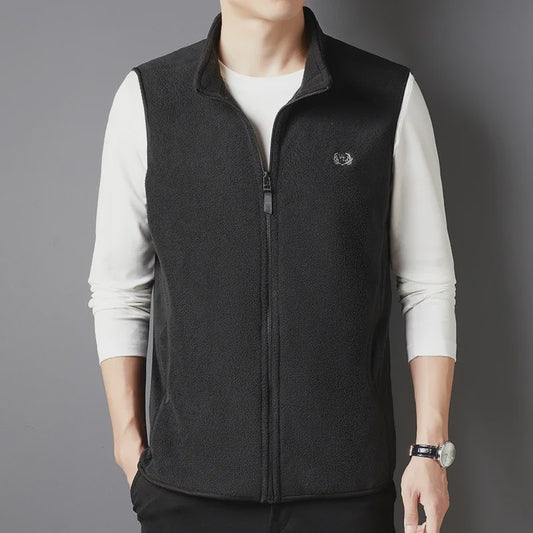 Herfst/Winter Fleece Vest Heren - Casual & Modieus met Geborduurd Detail