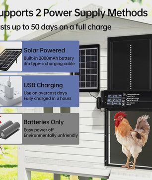 Automatische Kippenhok Deur - Zonne-energie & USB Opladen