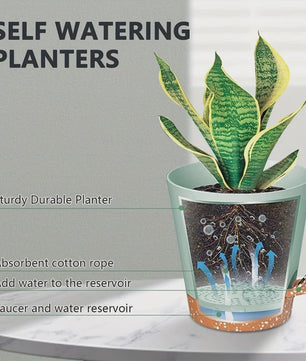 Set van 5 Zelfwaterende Plantenpotten voor Binnen - Diverse Maten (5-7 Inch)
