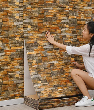 Retro 3D Muursticker Imitatie Baksteen - Zelfklevend Behang voor Woonkamer & Keuken