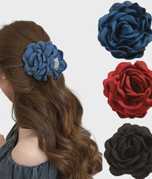 Bloem Haarclip Dames - Katoen Stof Rozen Klip - Medium Maat - Koreaanse Stijl Haarsieraad