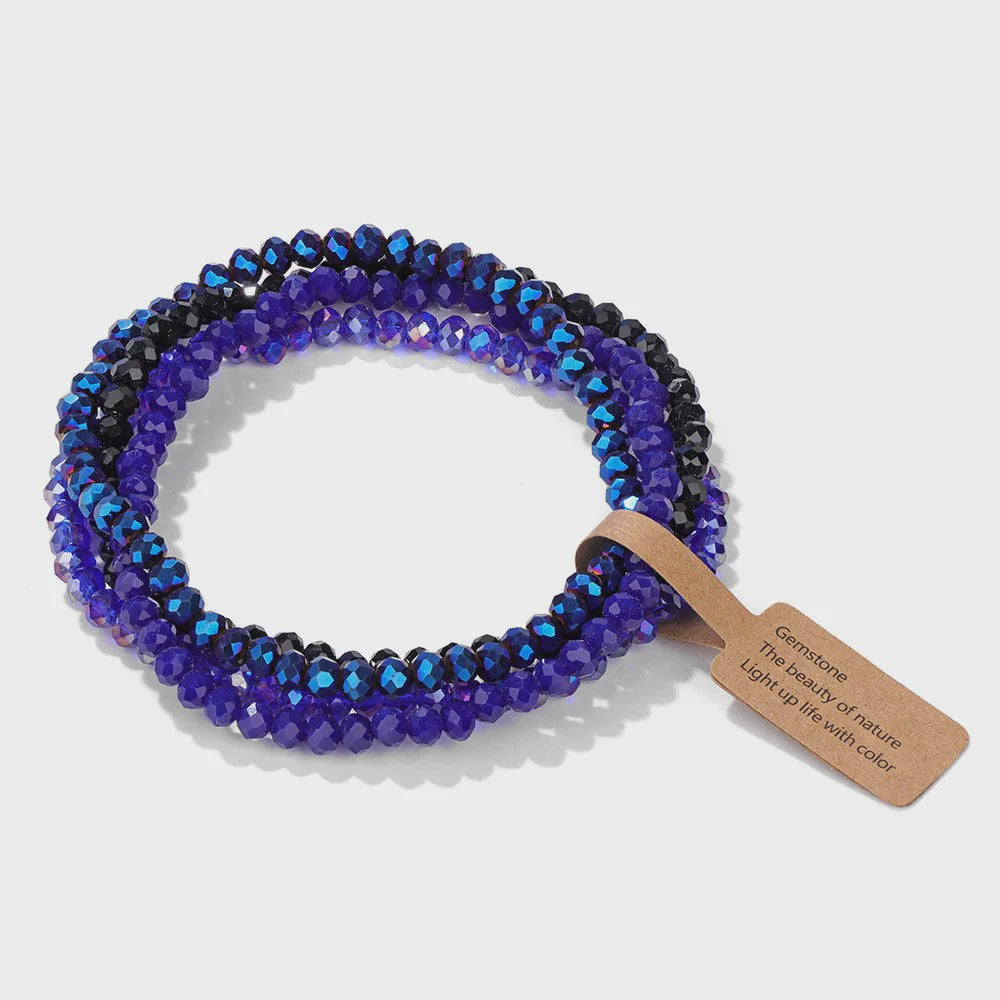 Set van 4 Kristallen Kralen Armbanden - Kleurrijk & Elegant