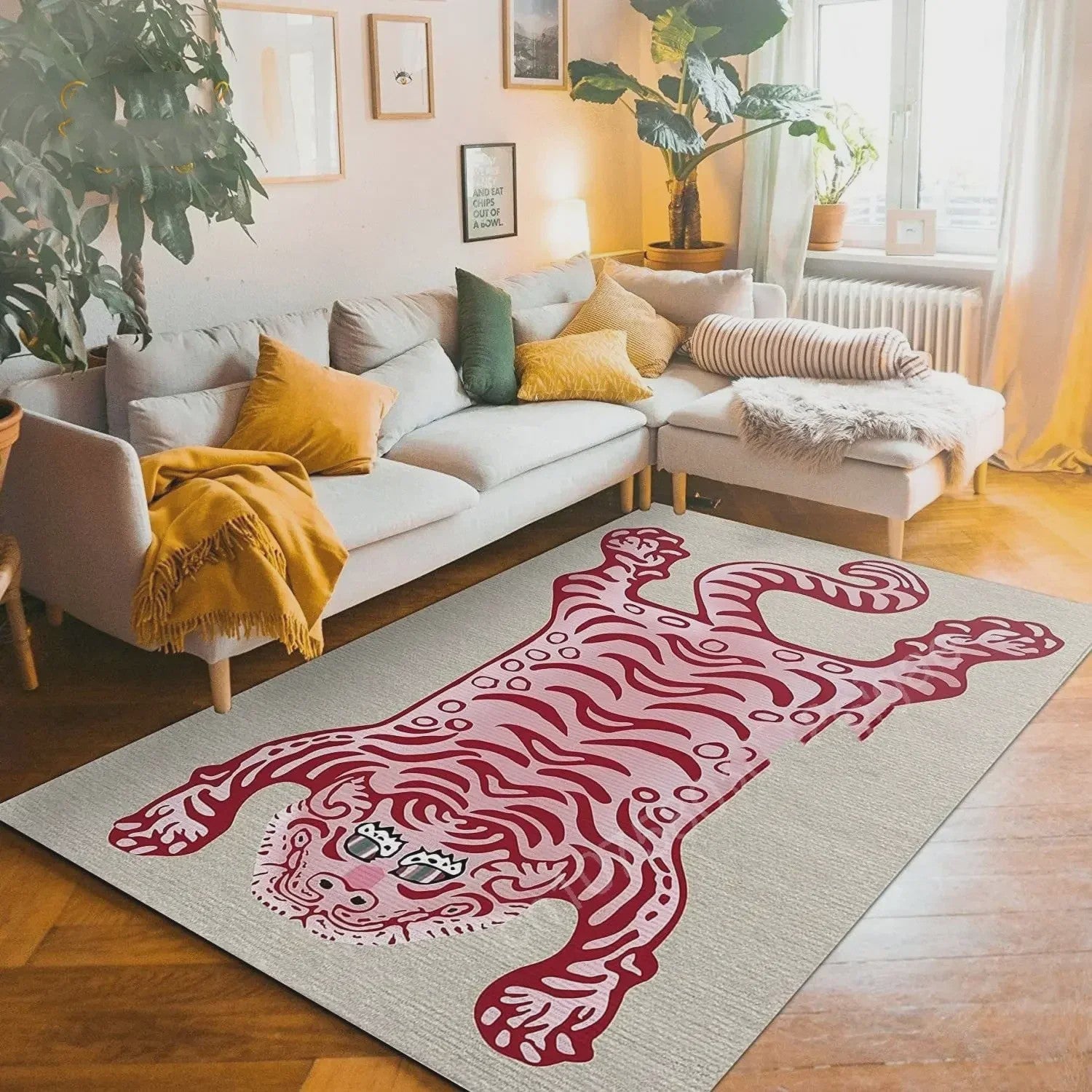 Bohemian Tibetaanse Tijger Vloerkleed - Antislip Decoratief Kleed voor Woonkamer & Slaapkamer