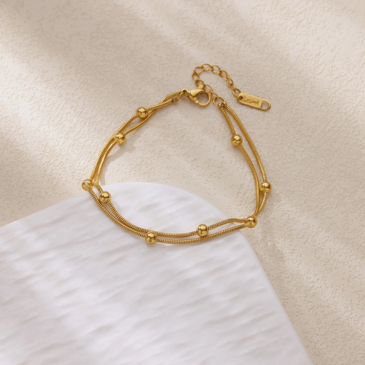 Gouden Roestvrij Staal Enkelbandjes met Parels en Kleurrijke Bedels - Zomer Sieraden