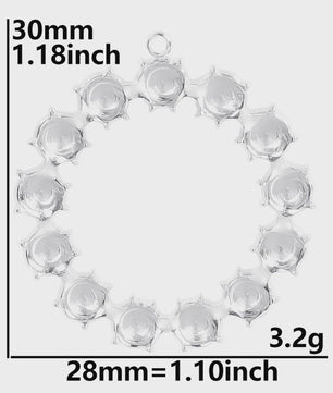Set van 5 Zilverkleurige Stainless Steel Bedels: Ster, Maan, Zon, Vlinder, Roos & Ojo Turco