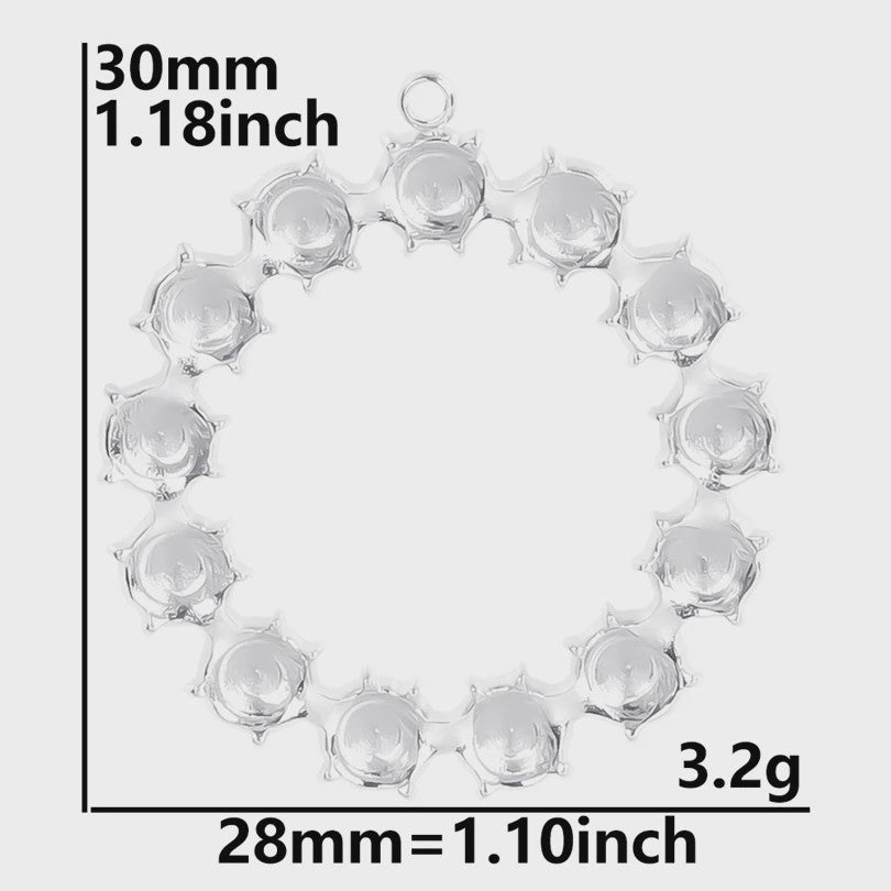 Set van 5 Zilverkleurige Stainless Steel Bedels: Ster, Maan, Zon, Vlinder, Roos & Ojo Turco