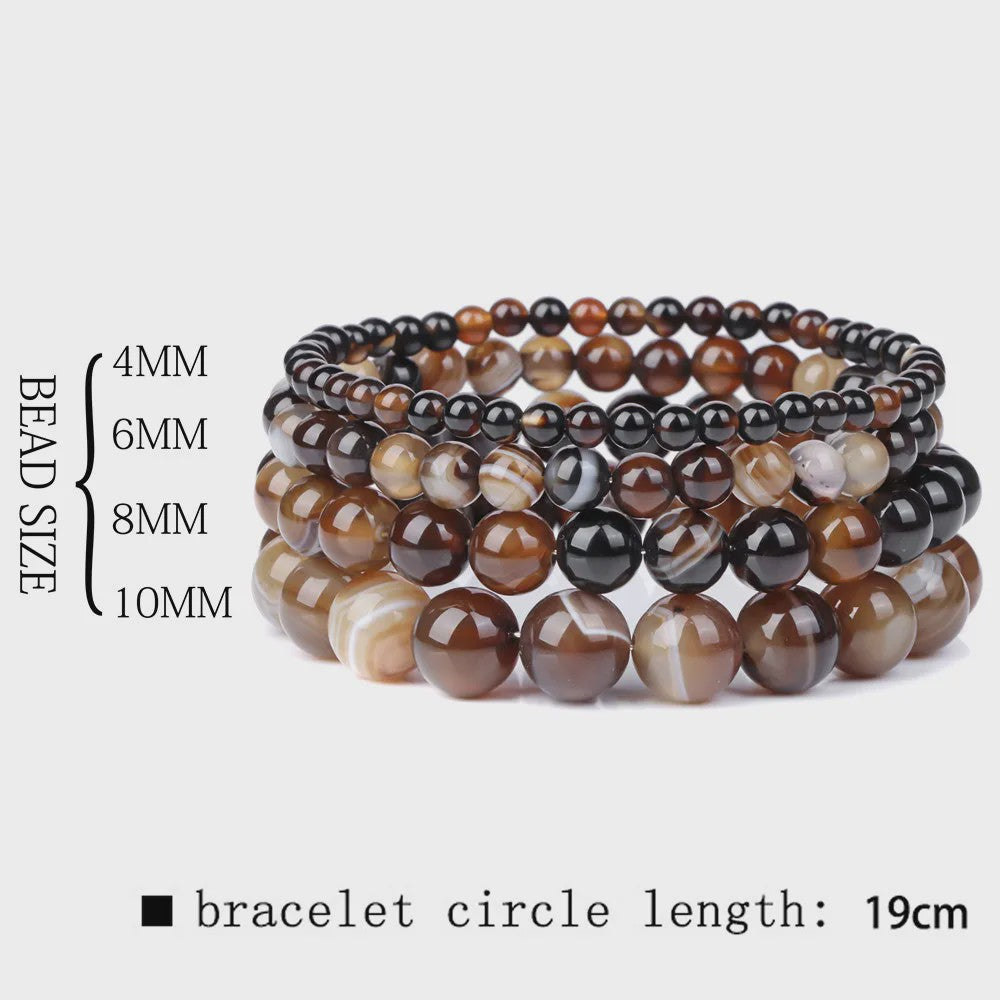 Handgemaakte Natuursteen Armbanden - Onyx & Agate Kralen - Yoga & Reiki Energie - Unisex 19cm