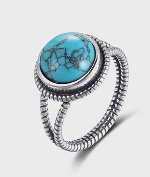 S925 Zilveren Ring met Ovaal Natuurlijke Turkoois - Fijne Sieraden voor Dames en Heren