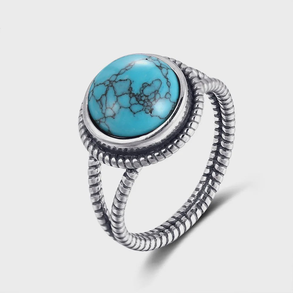S925 Zilveren Ring met Ovaal Natuurlijke Turkoois - Fijne Sieraden voor Dames en Heren