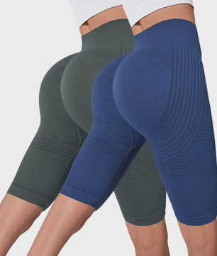 2-Pack Seamless High-Waisted Yoga Shorts met Push-Up Effect - Perfect voor Fitness & Training
