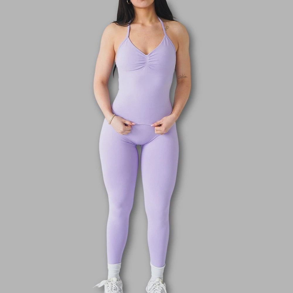 Dames Sportset: Backless Tanktop & Scrunch Seamless Legging