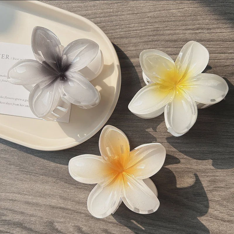 3x Grote Boho Bloemen Haarclips Acryl - Gradient Kleuren & Hawaii Stijl Haaraccessoires voor Dames