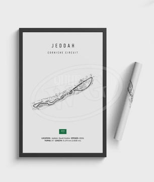 Vintage F1 Circuit Poster: Zwart-Wit Formule 1 Kunst voor de Raceliefhebber
