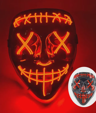 Verlicht LED Neon Purge Masker met Fiber Optic Handschoenen - Halloween & Feest