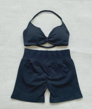 Naadloze Yogaset Dames: Sportbeha met Halternek & High Waist Shorts