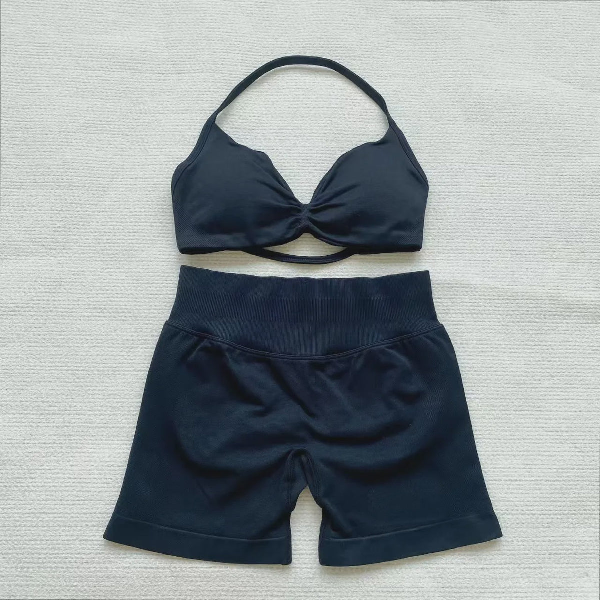 Naadloze Yogaset Dames: Sportbeha met Halternek & High Waist Shorts