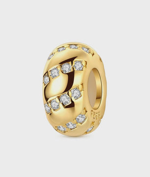 925 Sterling Zilveren Bedel: Gouden Strik met Roze Hart & Kruis met Oog van Horus