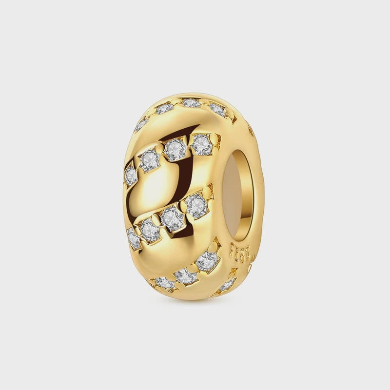 925 Sterling Zilveren Bedel: Gouden Strik met Roze Hart & Kruis met Oog van Horus