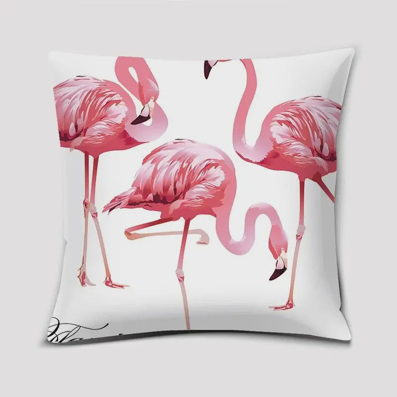 Vrolijke Flamingo Kussenhoes Vierkant - Decoratie voor Bank & Auto