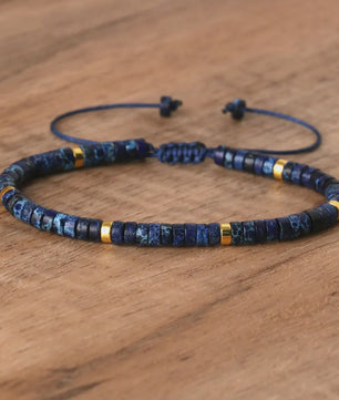 Natuurlijke Blauwe Emperor Steen Kralen Armband - Verstelbaar & Uniek