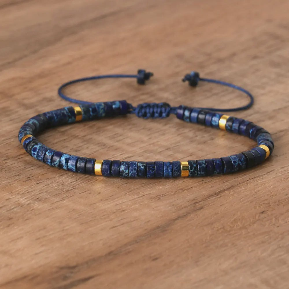 Natuurlijke Blauwe Emperor Steen Kralen Armband - Verstelbaar & Uniek