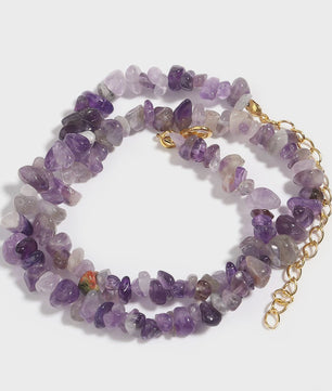 Unieke Natuursteen Choker Ketting - Onregelmatige Kristal & Aquamarijn Chips