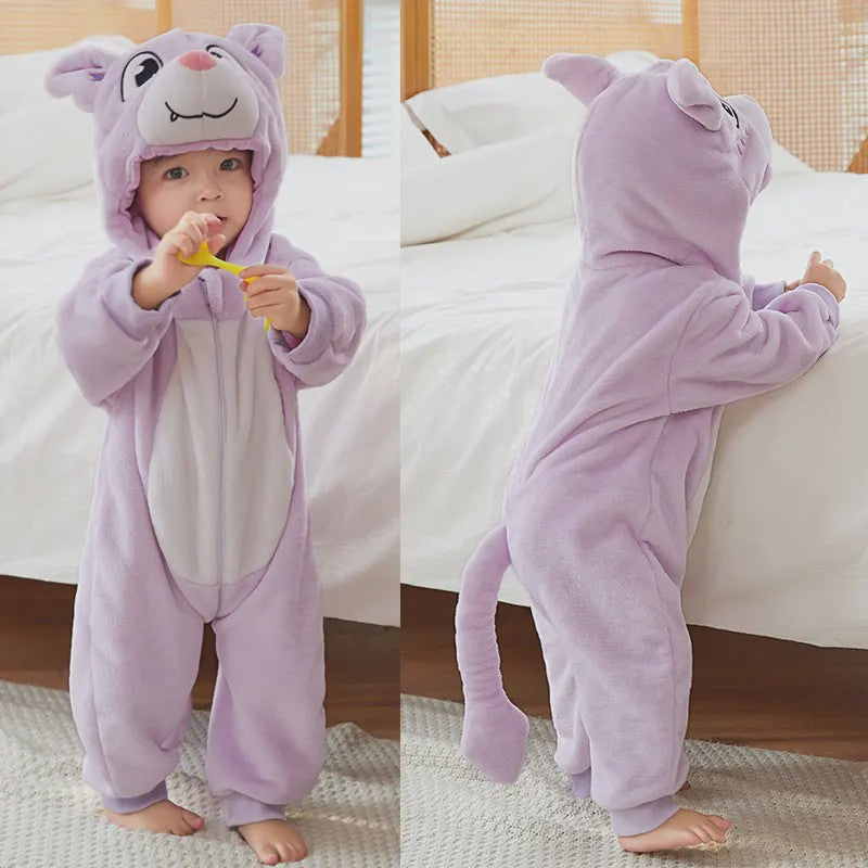 Baby Romper Dierenkostuum Kigurumi - Zacht Flanellen Jumpsuit voor Jongens & Meisjes