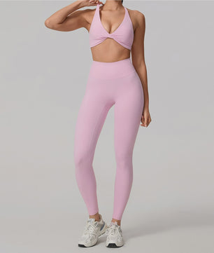 Dames Yoga Set 2-Delig: Sneldrogend Sportpak met Lange Mouwen Top en Hoge Taille Shorts