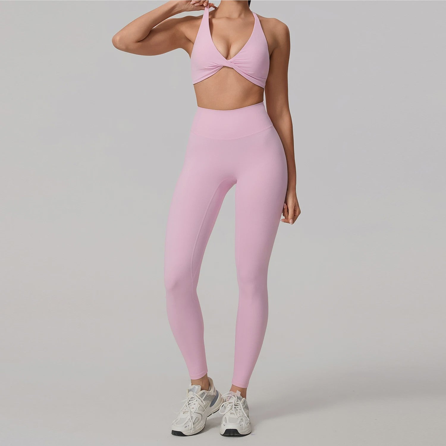 Dames Yoga Set 2-Delig: Sneldrogend Sportpak met Lange Mouwen Top en Hoge Taille Shorts