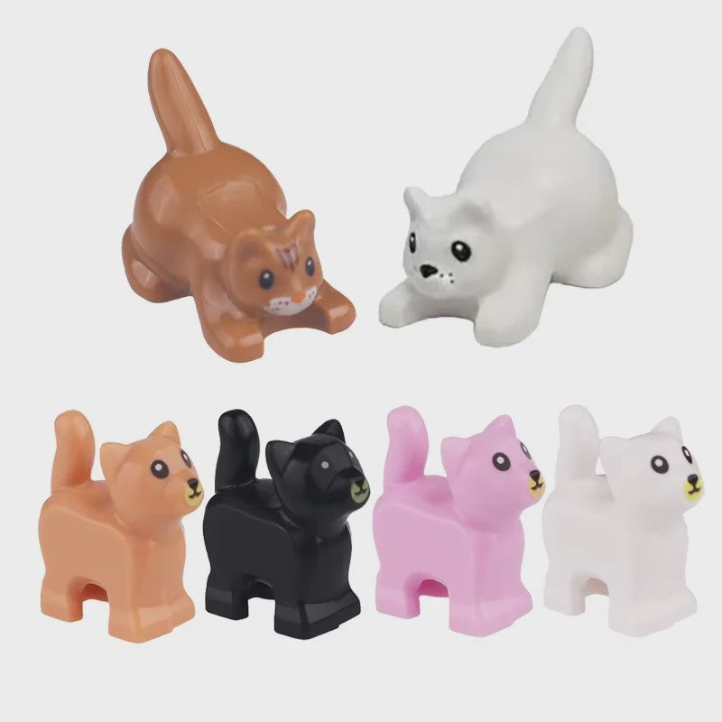 Bouwstenen Dierenpark Scene - Katten, Honden, Vogels, Varkens & Meer - DIY Speelgoed Bakstenen