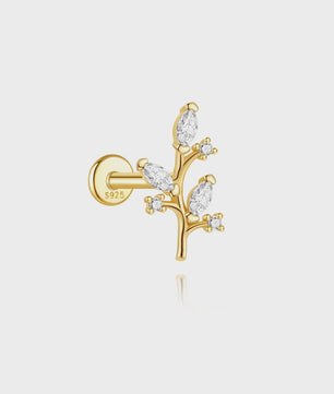 925 Sterling Zilveren Kolibrie Oorbellen Dames - 18K Goudkleurig Platte Achterkant Studs