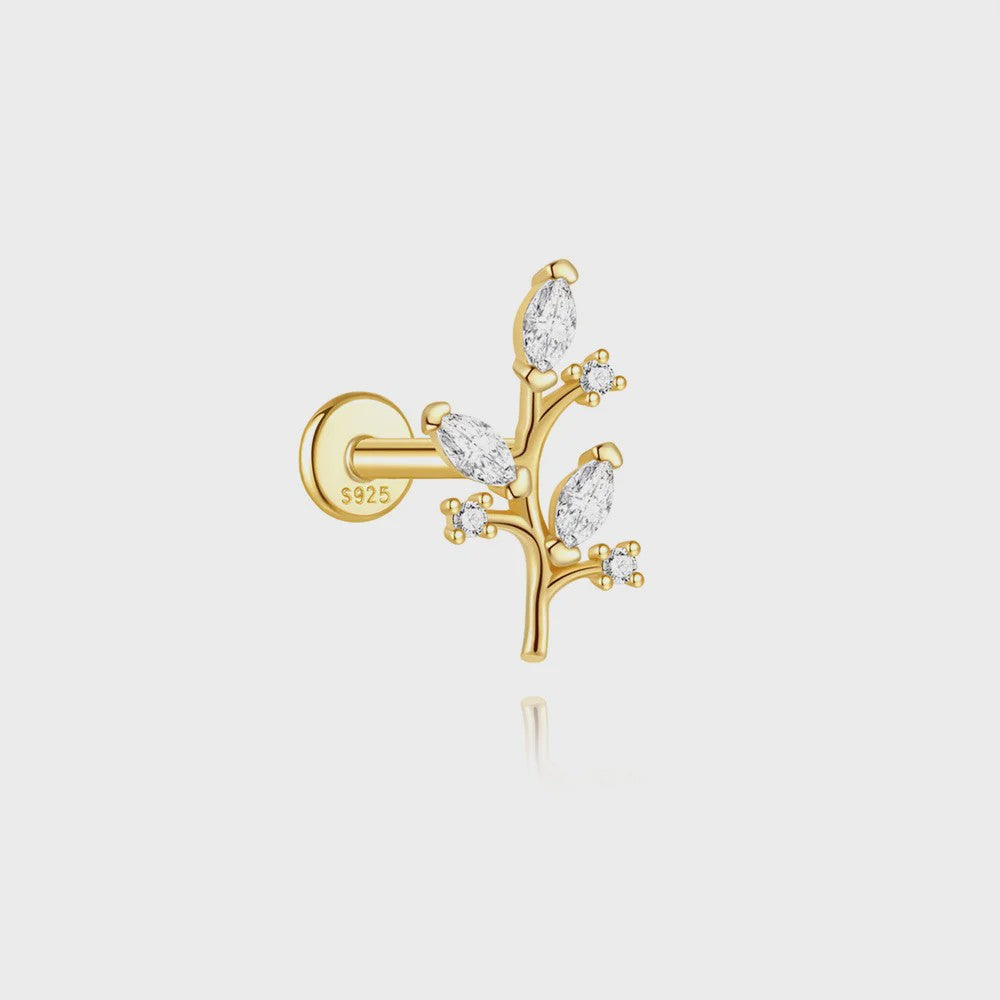 925 Sterling Zilveren Kolibrie Oorbellen Dames - 18K Goudkleurig Platte Achterkant Studs