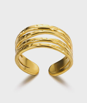 Gouden Ringen Dames - Roestvrij Staal Chunky Open Ringen Vintage Geometrisch Design
