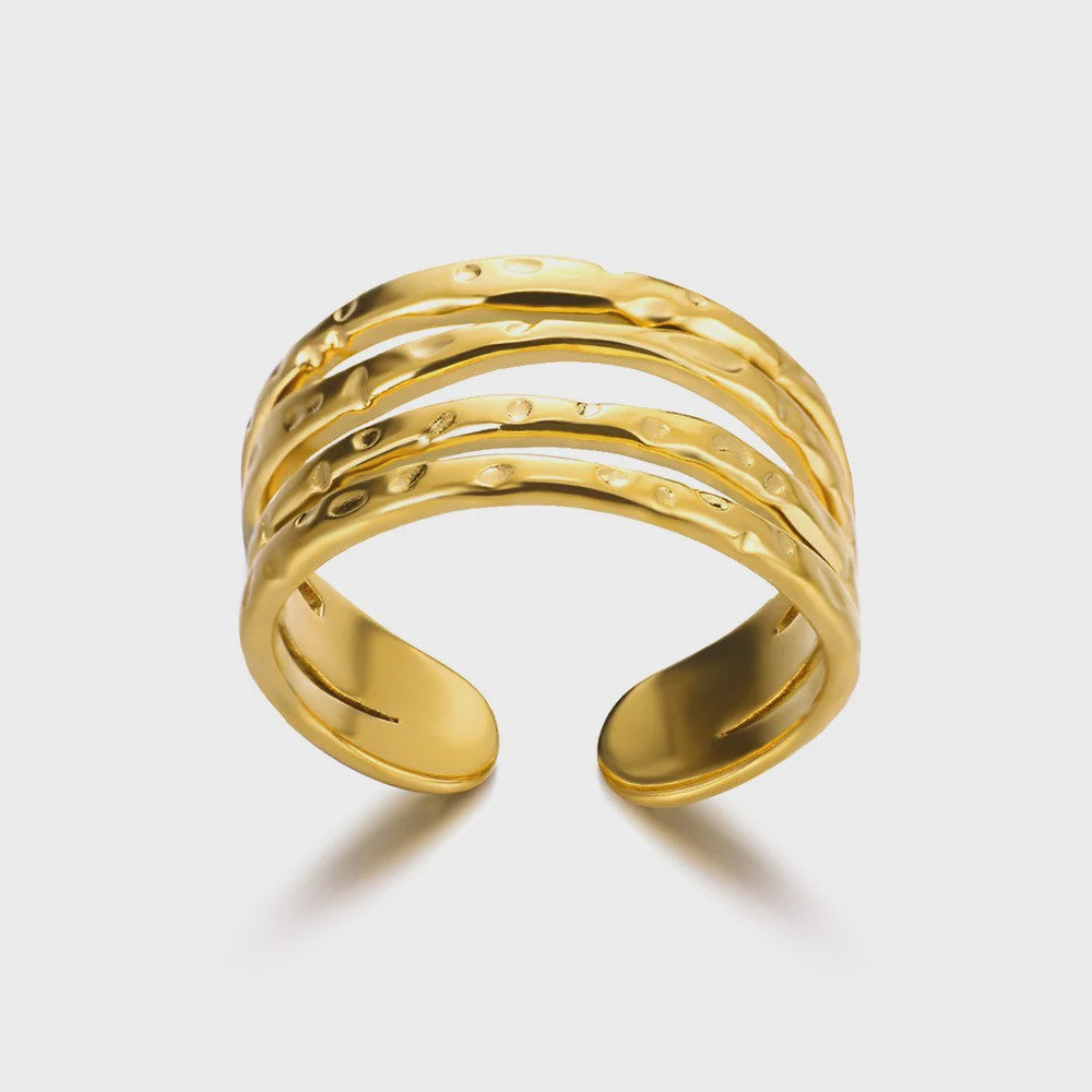 Gouden Ringen Dames - Roestvrij Staal Chunky Open Ringen Vintage Geometrisch Design