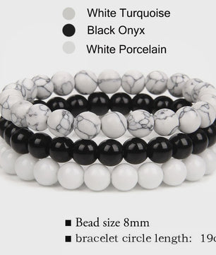 Set van 3 Natuursteen Armbanden: Rozenkwarts, Obsidiaan & Tijgeroog