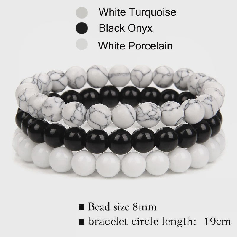 Set van 3 Natuursteen Armbanden: Rozenkwarts, Obsidiaan & Tijgeroog