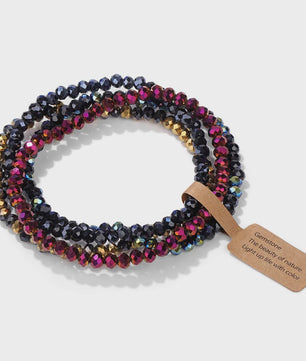 Set van 4 Kristallen Kralen Armbanden - Kleurrijk & Elegant