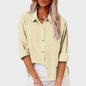 Dames Blouse met Lange Mouwen - Katoen Linnen Look