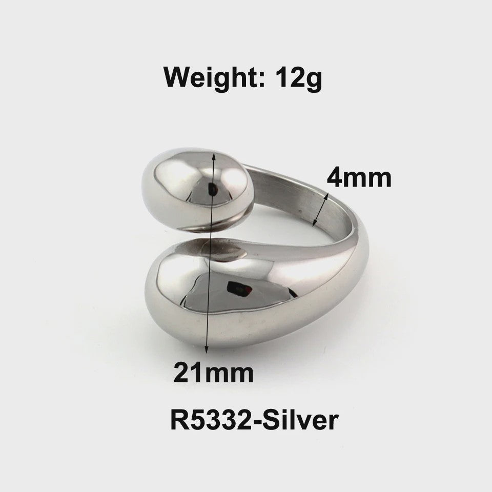 Nieuw Design Geometrische Kralen Ring - Roestvrij Staal Dames Sieraden