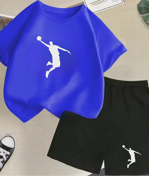 Kinder T-shirt en Short Set - Zomer Sportieve Mode met Grafische Print