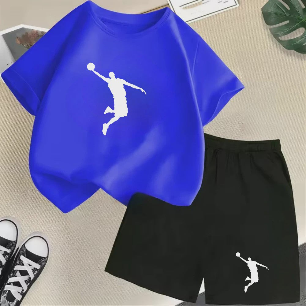 Kinder T-shirt en Short Set - Zomer Sportieve Mode met Grafische Print