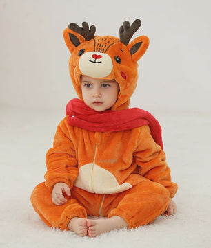 Baby Romper Dierenkostuum Kigurumi - Zacht Flanellen Jumpsuit voor Jongens & Meisjes