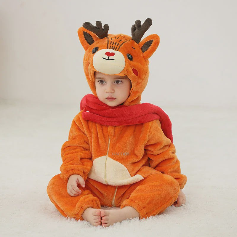 Baby Romper Dierenkostuum Kigurumi - Zacht Flanellen Jumpsuit voor Jongens & Meisjes