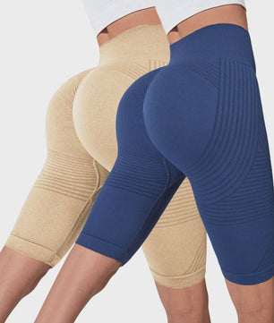 2-Pack Seamless High-Waisted Yoga Shorts met Push-Up Effect - Perfect voor Fitness & Training