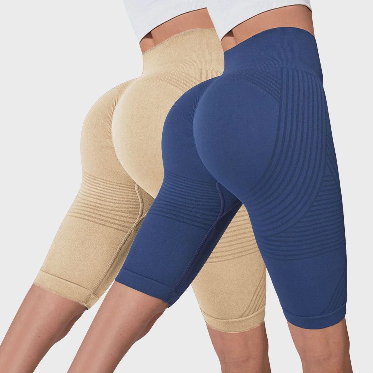 2-Pack Seamless High-Waisted Yoga Shorts met Push-Up Effect - Perfect voor Fitness & Training